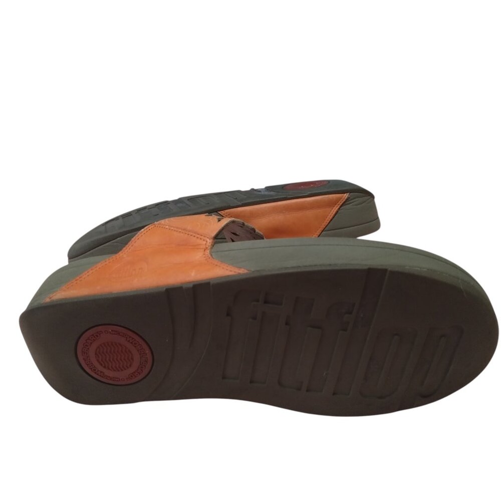 FitFlop Flora Women's Size 9 Orange Laser Cut Thong Wedge Comfort Slip On Sandal - Picture 6 of 6